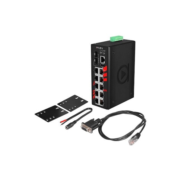 12-Port Industrial Gigabit Light Layer 3 Managed Ethernet Switch, w/10-10/100/1000Tx+ 2-100/1000 SFP